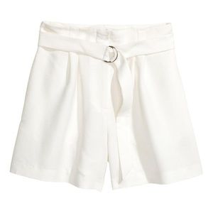 H&M White High-waisted Shorts